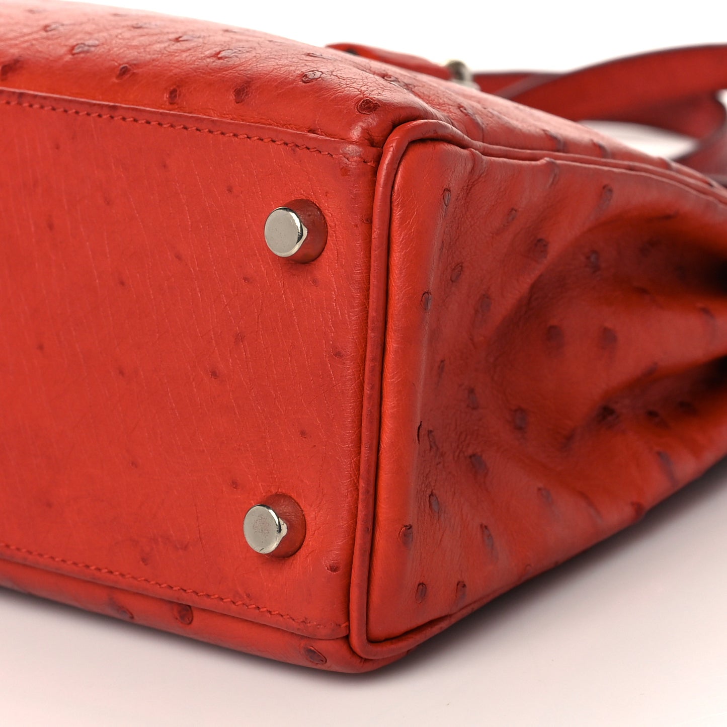 Ostrich Kelly Retourne 25 Rouge Vif