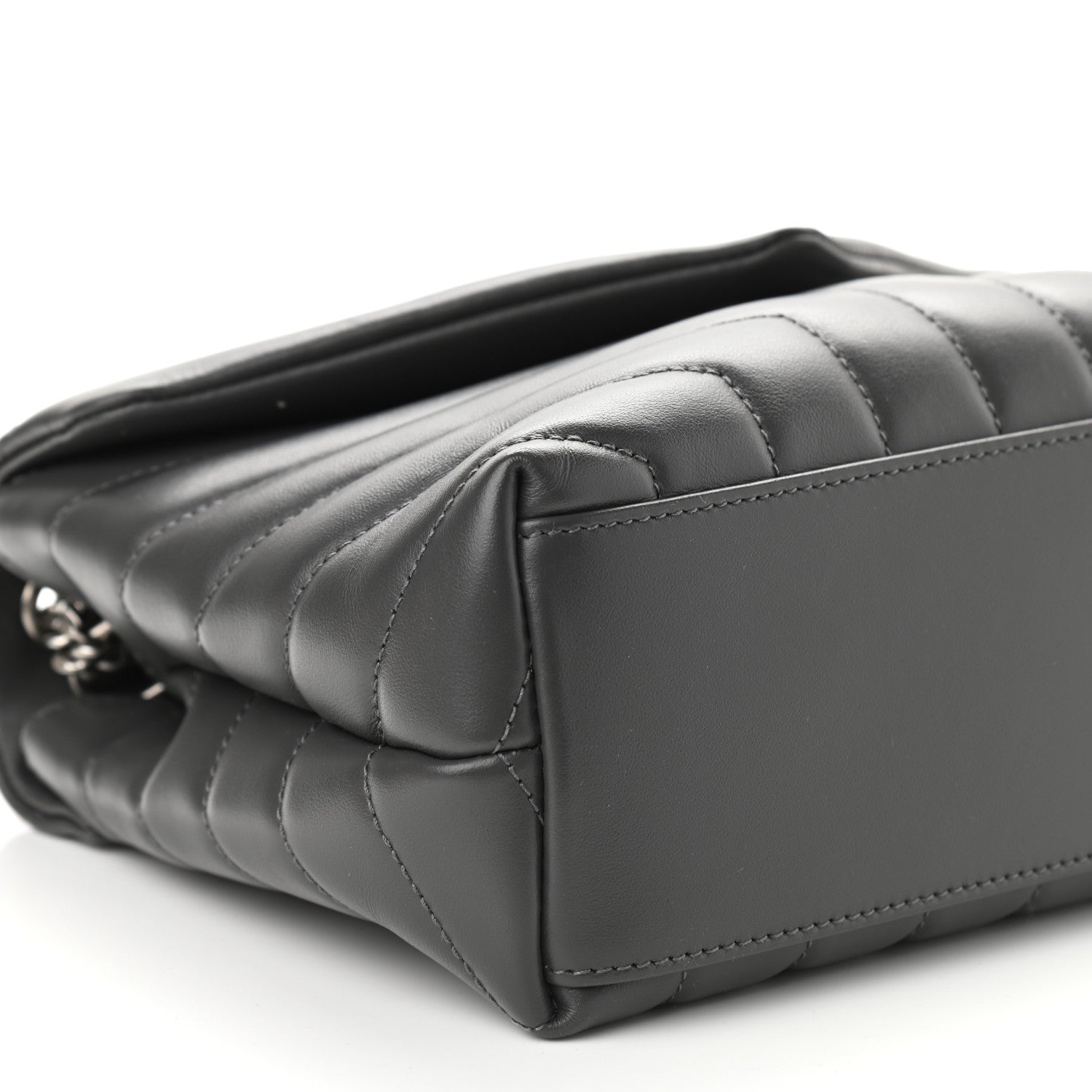 Saint Laurent Calfskin Y Quilted Monogram Small Loulou Chain Satchel Storm 8 of 11