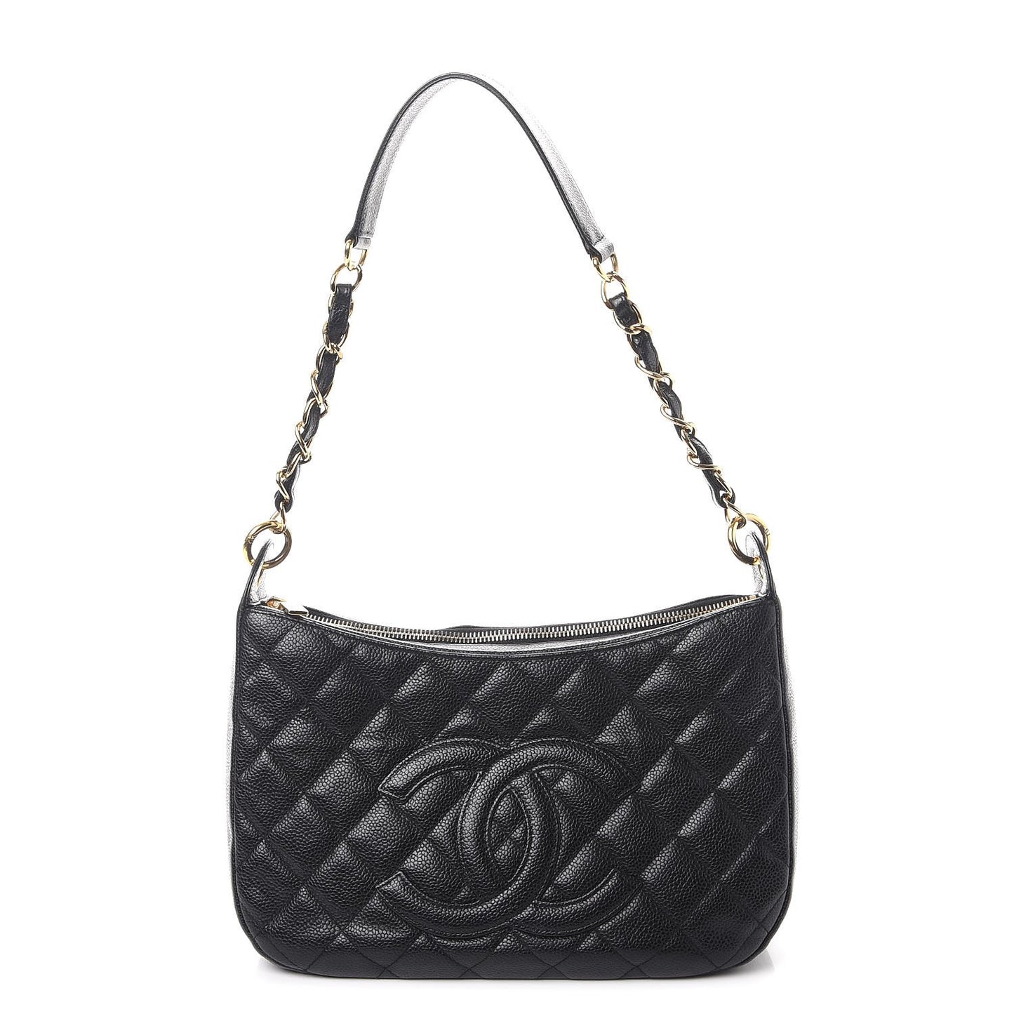 Caviar Quilted Hobo Black