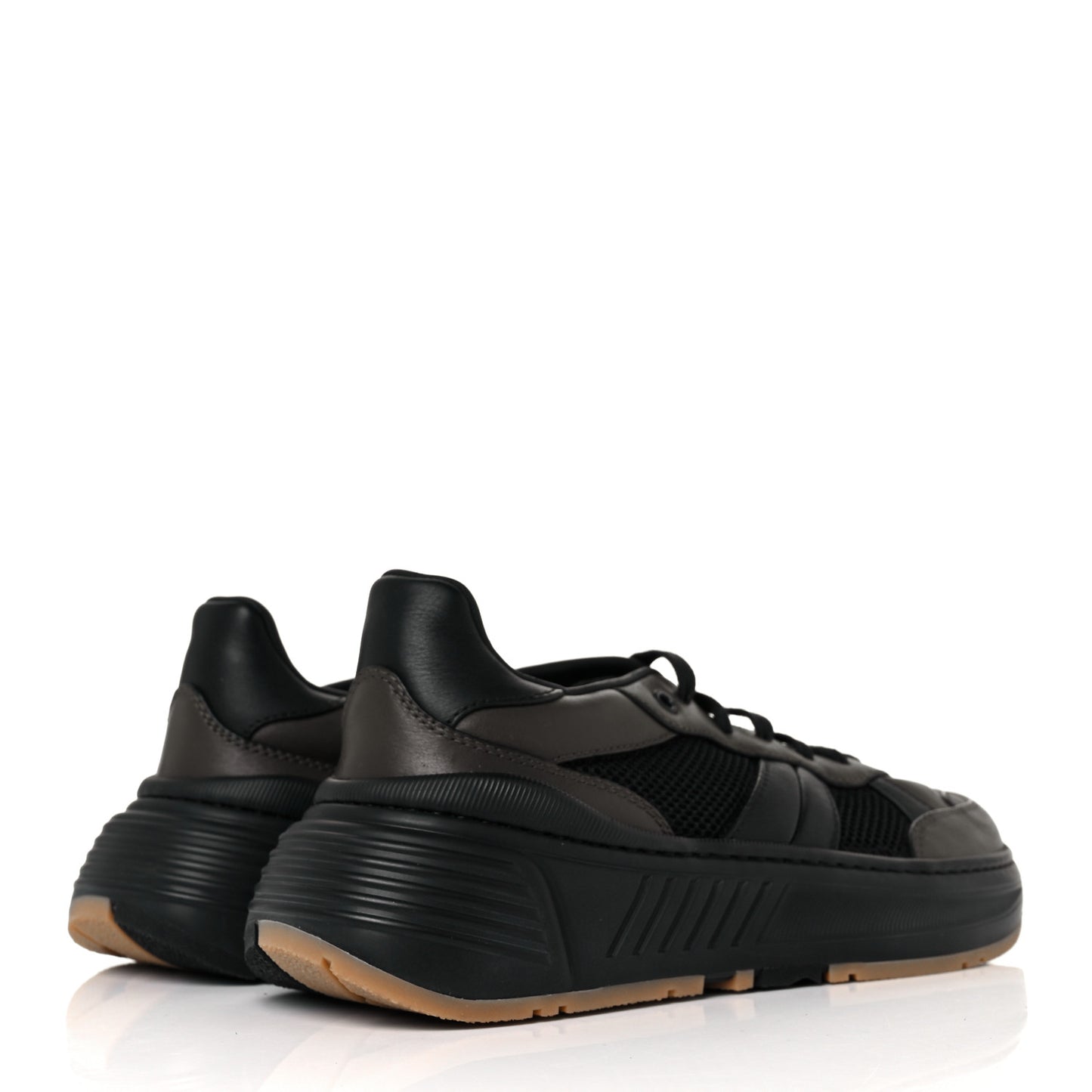 Calfskin Technical Mesh Speedster Sneakers 41 Black Khaki
