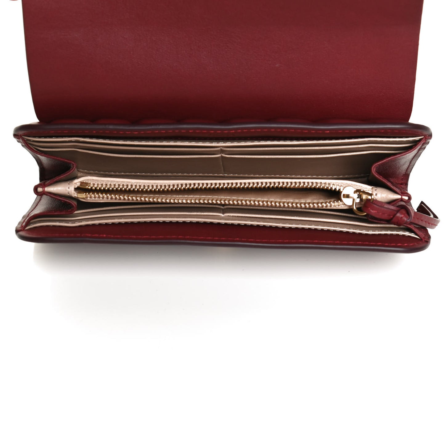 Calfskin Drew Long Wallet with Flap Plum Purple