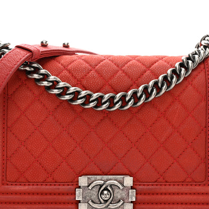 Chanel Iridescent Caviar Quilted Medium Boy Flap Red 8 of 13