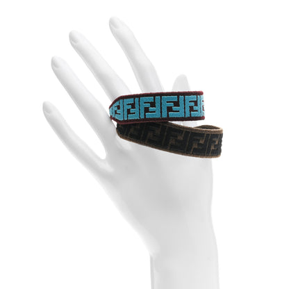 Fendi Embroidered FF Bracelet Set of 2 Tobacco Cyber Blue 2 of 7