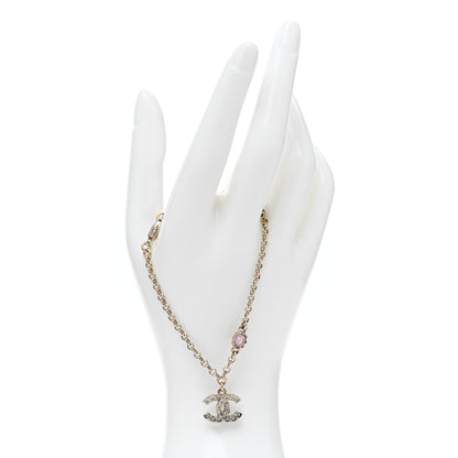 Chanel Crystal Pearl CC Charm Bracelet Light Gold Pink 2 of 5