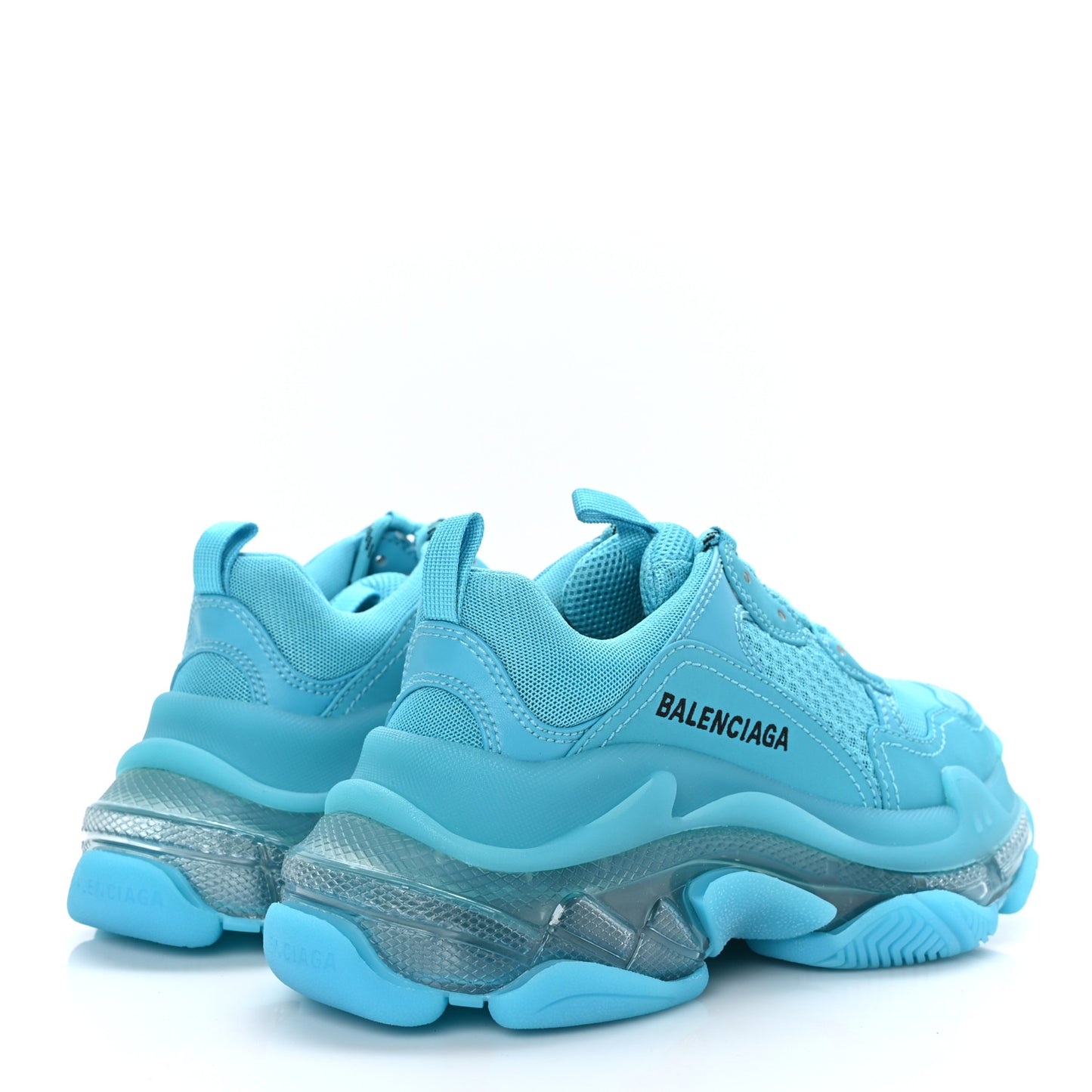 Fabric Mesh Clear Sole Womens Triple S Sneakers 35 Turquoise