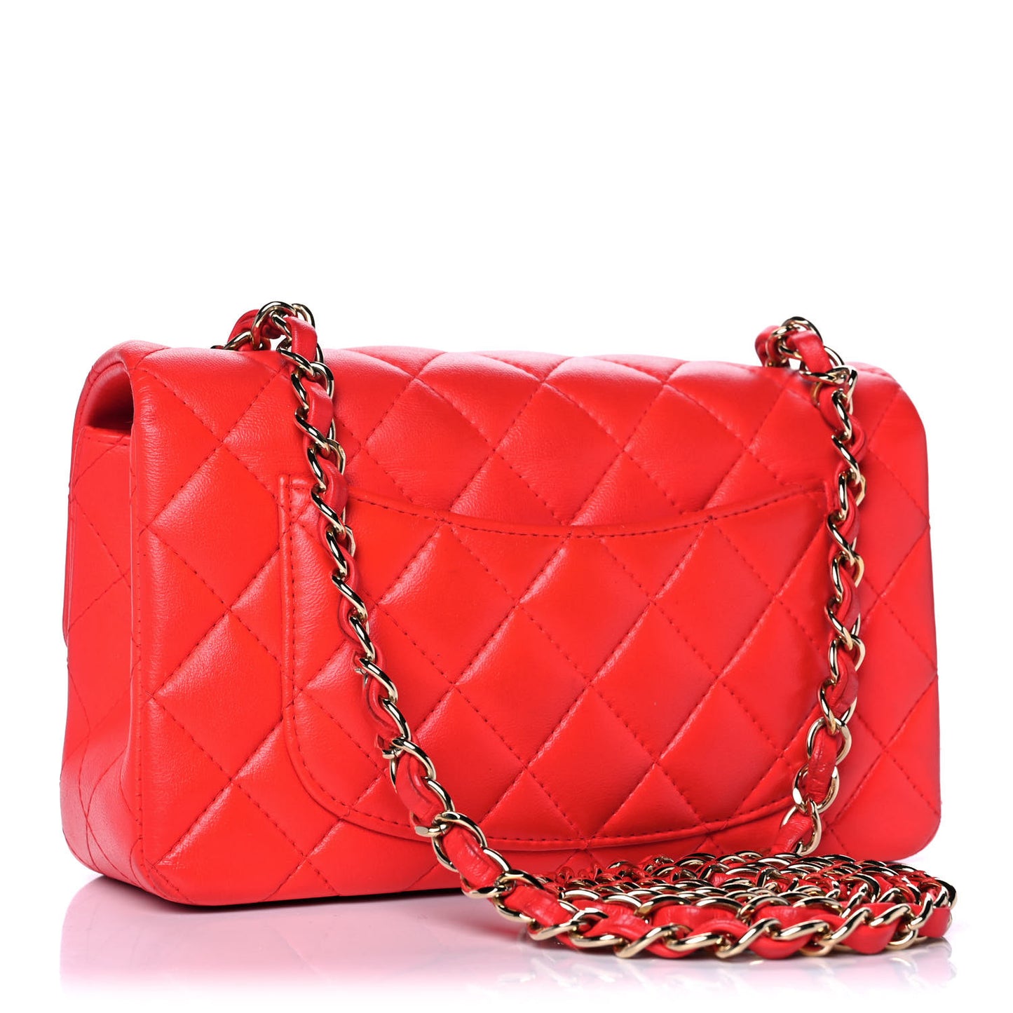 Lambskin Quilted Mini Rectangular Flap Orange