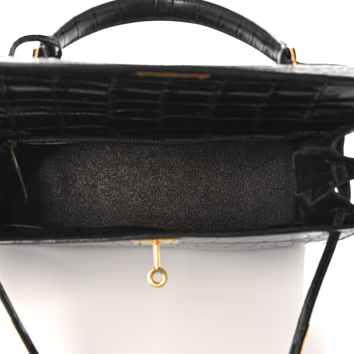 Hermes Shiny Alligator Kelly Sellier 28 Black 4 of 20