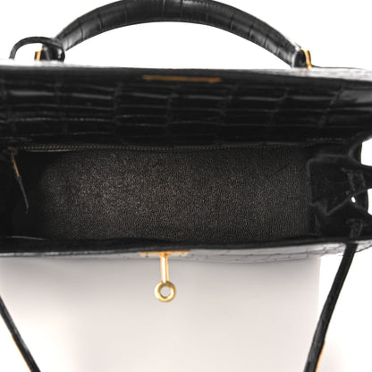 Hermes Shiny Alligator Kelly Sellier 28 Black 4 of 20