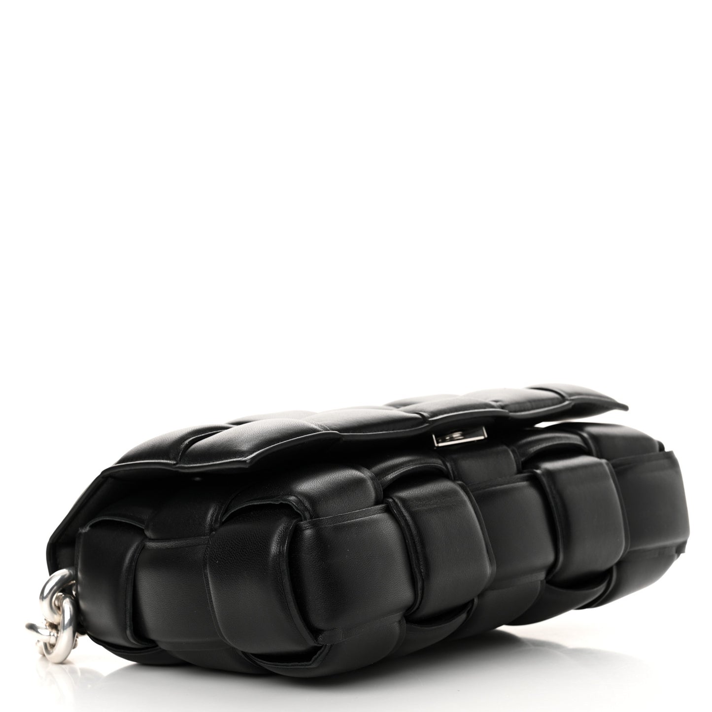 Lambskin Maxi Intreccio Padded Chain Cassette Crossbody Bag Black