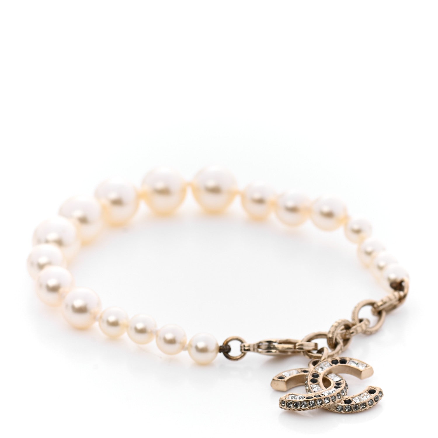 Chanel Pearl Crystal CC Bracelet Gold 1 of 5