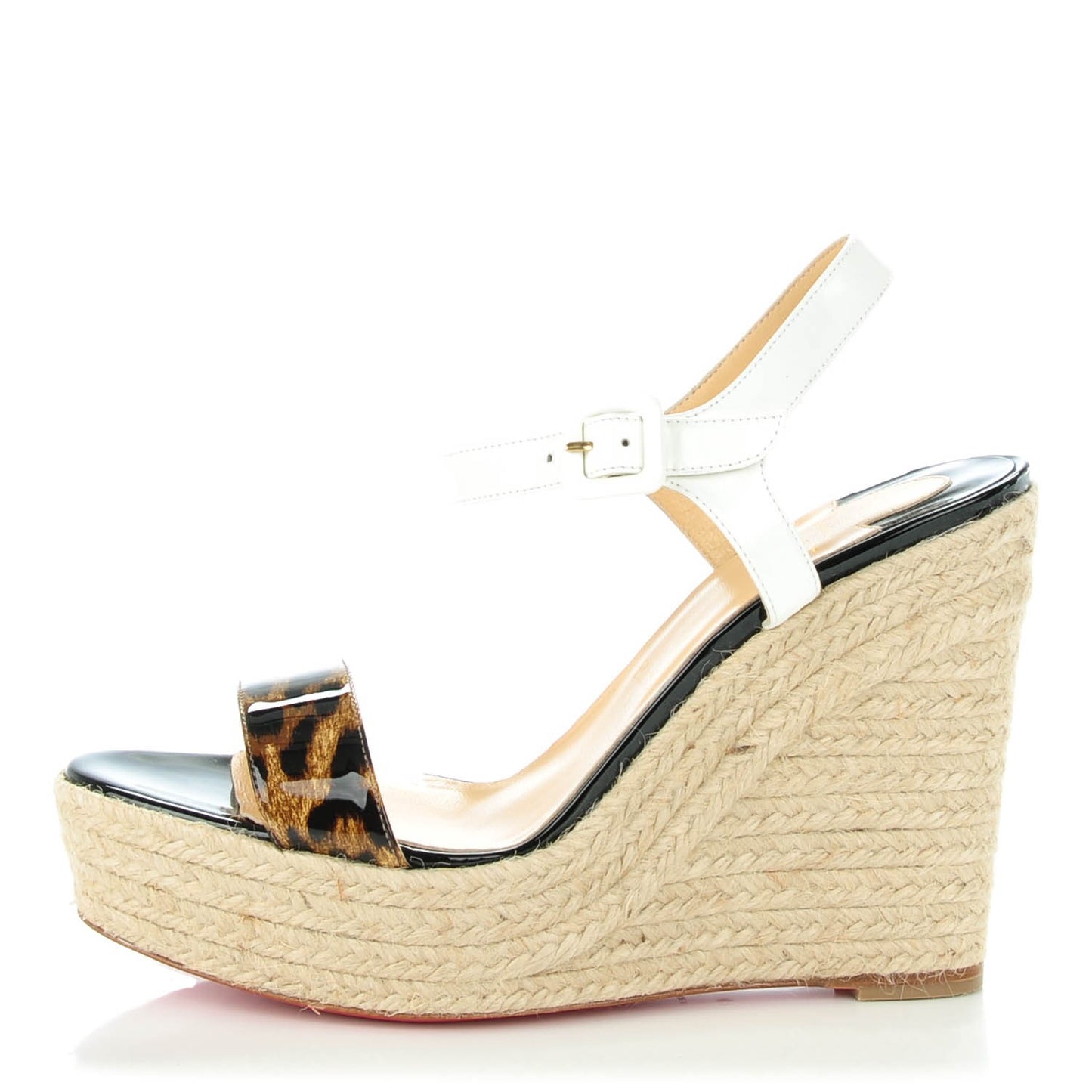 Patent Leopard Print Spachica 120 Wedge Sandals 41 Version Brown