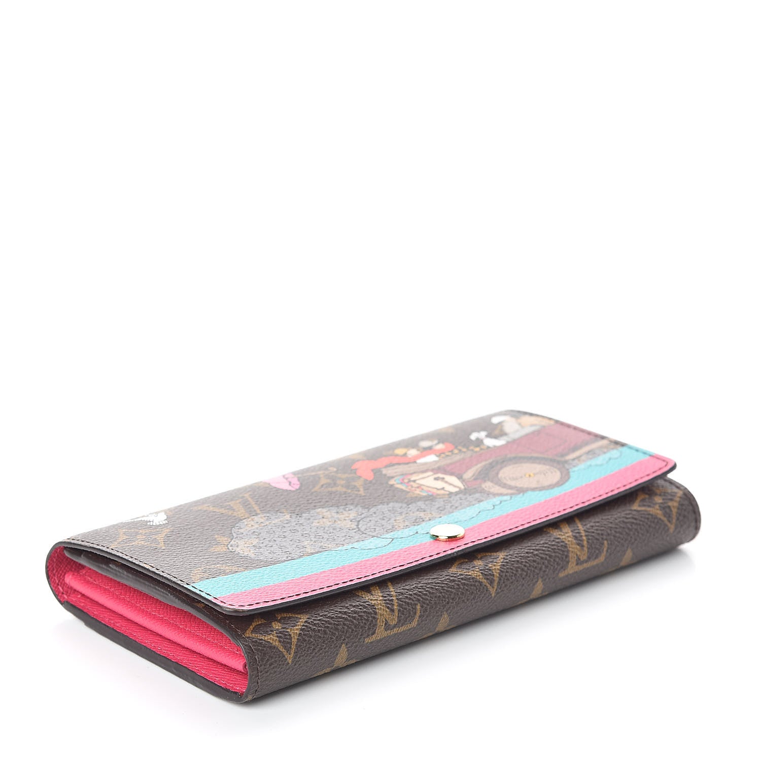 Louis Vuitton Monogram 2015 Christmas Animation Sarah Wallet Hibiscus 4 of 7