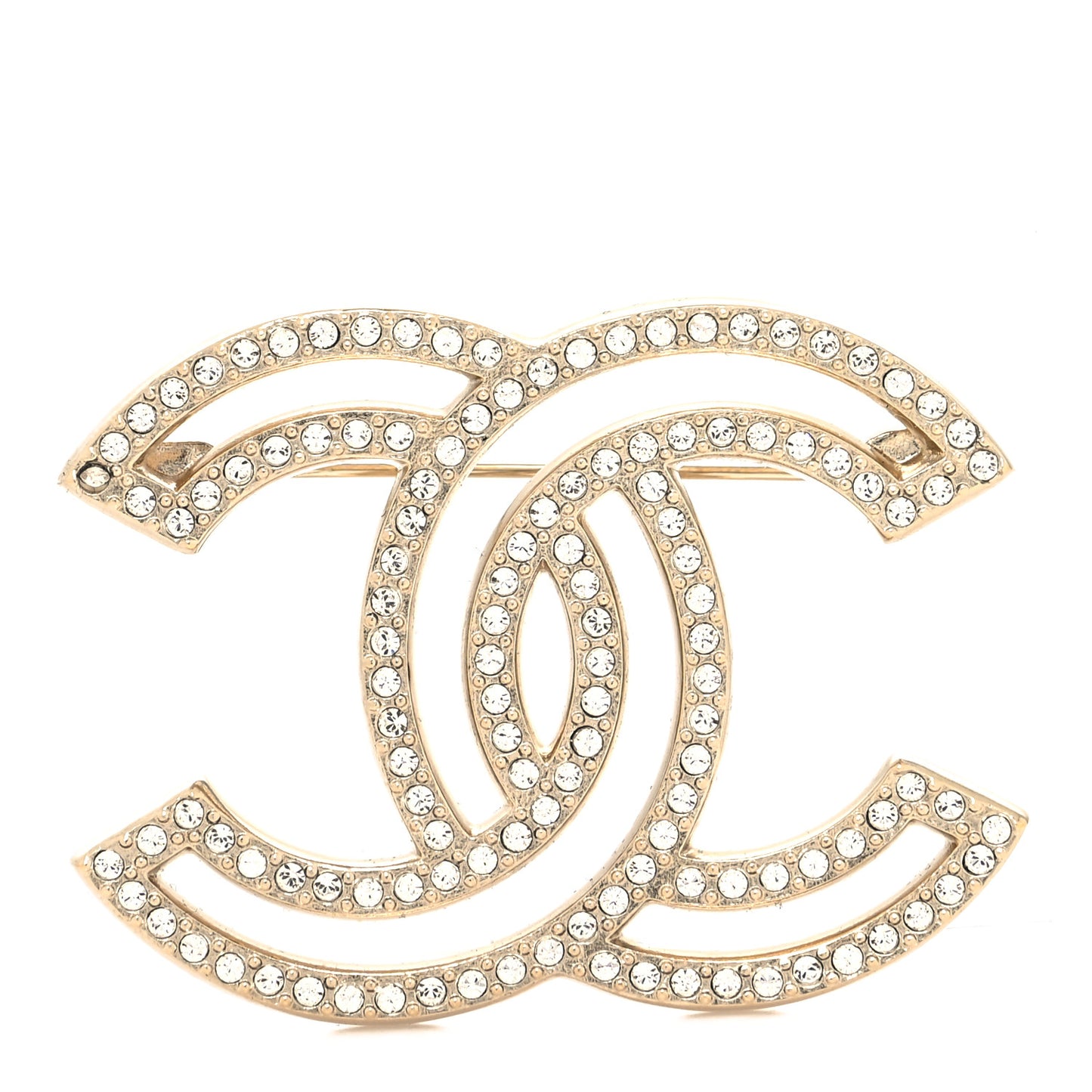 Crystal CC Brooch Light Gold