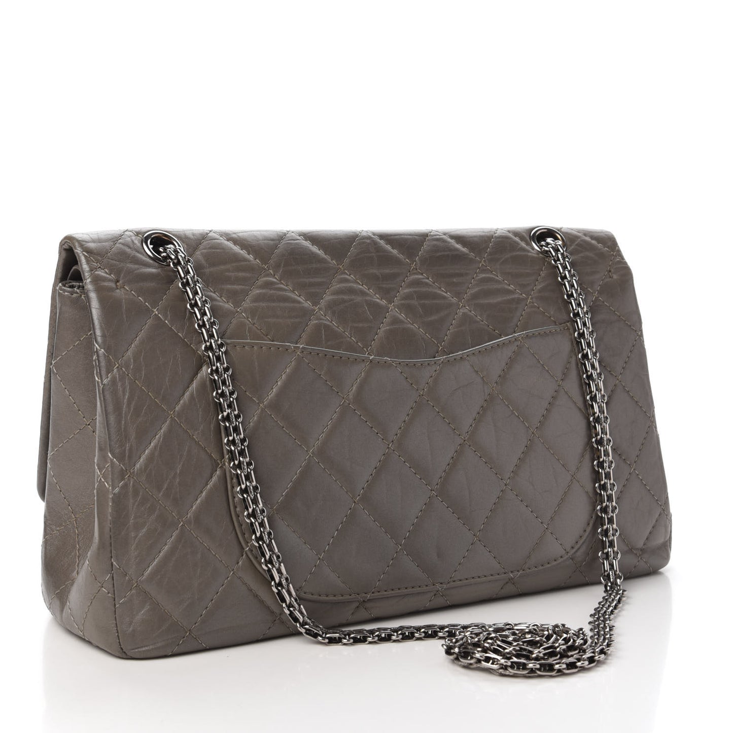 Metallic Aged Calfskin Quilted 2.55 Reissue 227 Flap Grey