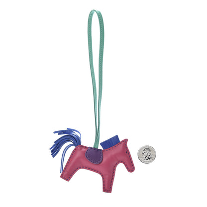 Hermes Milo Lambskin Grigri Rodeo Horse Bag Charm PM Rose Shocking Bleu Azteque Bleu Electrique Menthe Soufre Violet 2 of 4