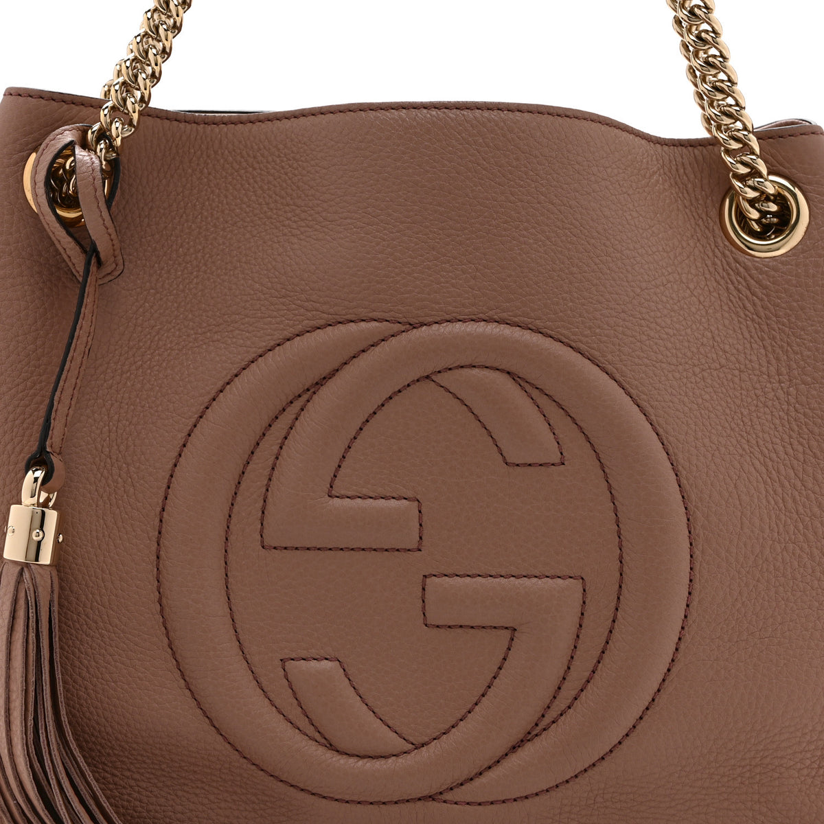 Gucci Pebbled Calfskin Medium Soho Chain Shoulder Bag Antique Rose 9 of 11