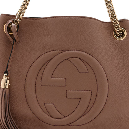 Gucci Pebbled Calfskin Medium Soho Chain Shoulder Bag Antique Rose 9 of 11