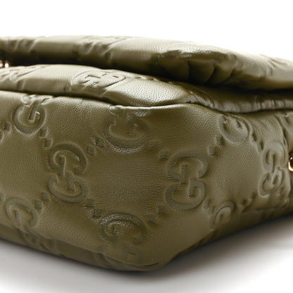 Gucci Lambskin Embossed Mini GG Milano Top Handle Shoulder Bag Green 10 of 10