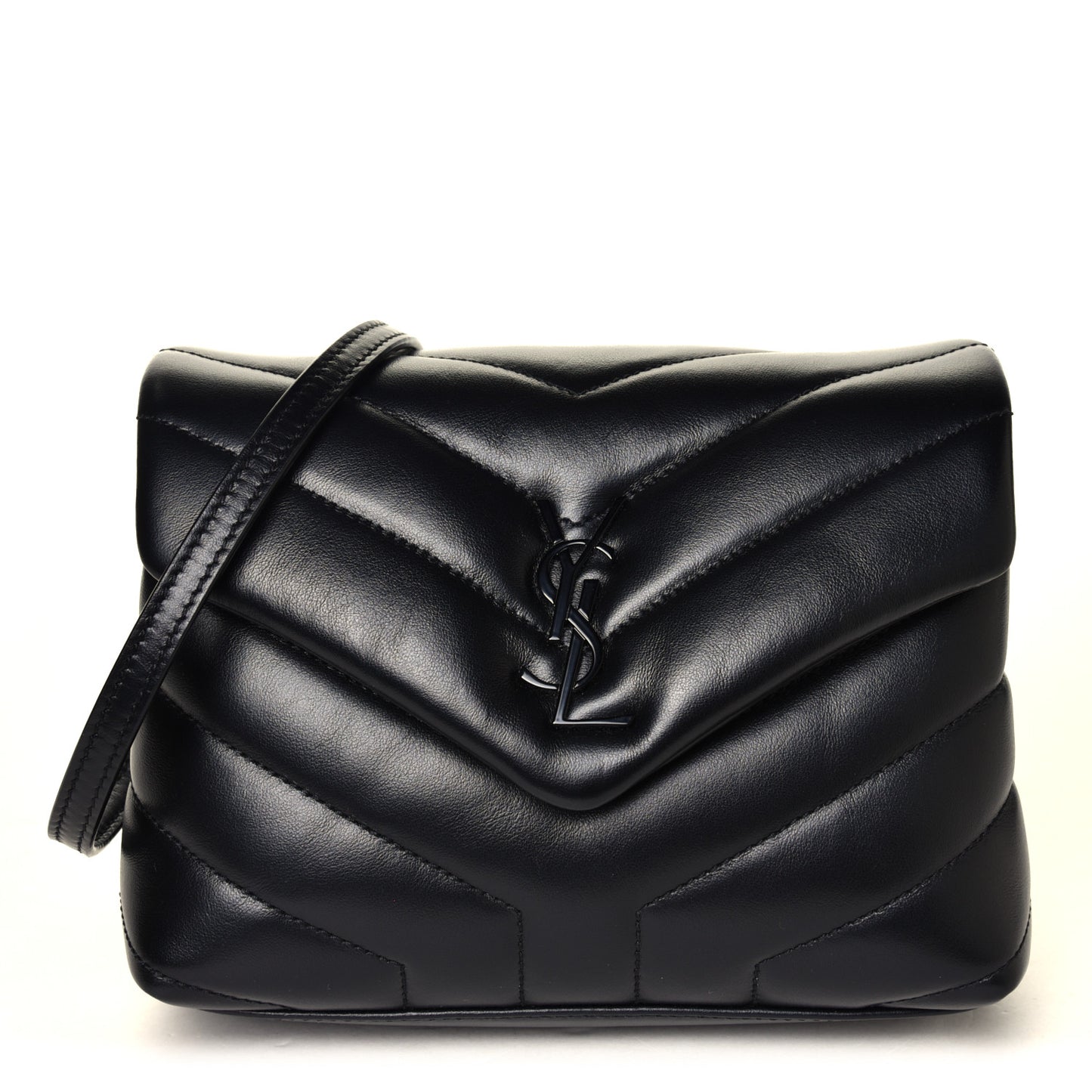 Calfskin Y Quilted Monogram Toy Loulou Crossbody Bag Black