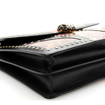 Bulgari Calfskin Karung Studded Serpenti Forever Shoulder Bag Black Pink Multicolor 9 of 11