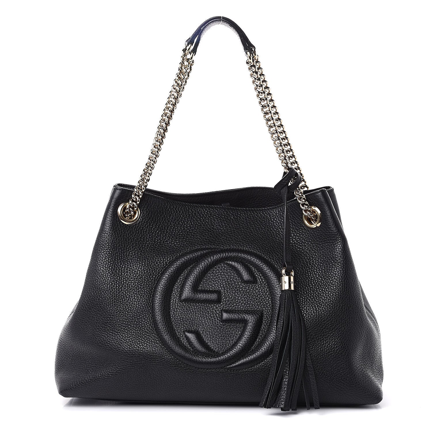 Gucci Pebbled Calfskin Medium Soho Chain Shoulder Bag Black 1 of 9