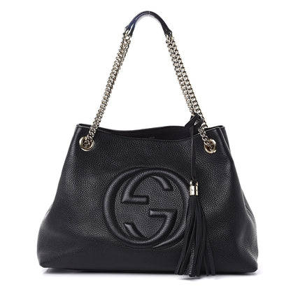 Gucci Pebbled Calfskin Medium Soho Chain Shoulder Bag Black 1 of 9