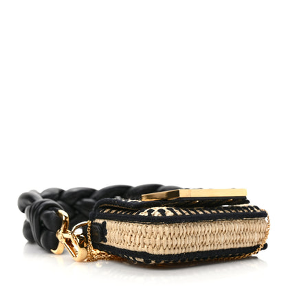 Fendi Straw Shiny Nappa Woven Nano Baguette Maxi Handle Charm Natural Black 4 of 10