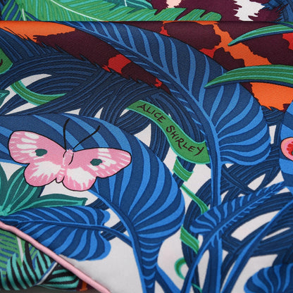 Hermes Silk Jaguar Quetzal Scarf 90 Turquoise Orange Vert 3 of 7