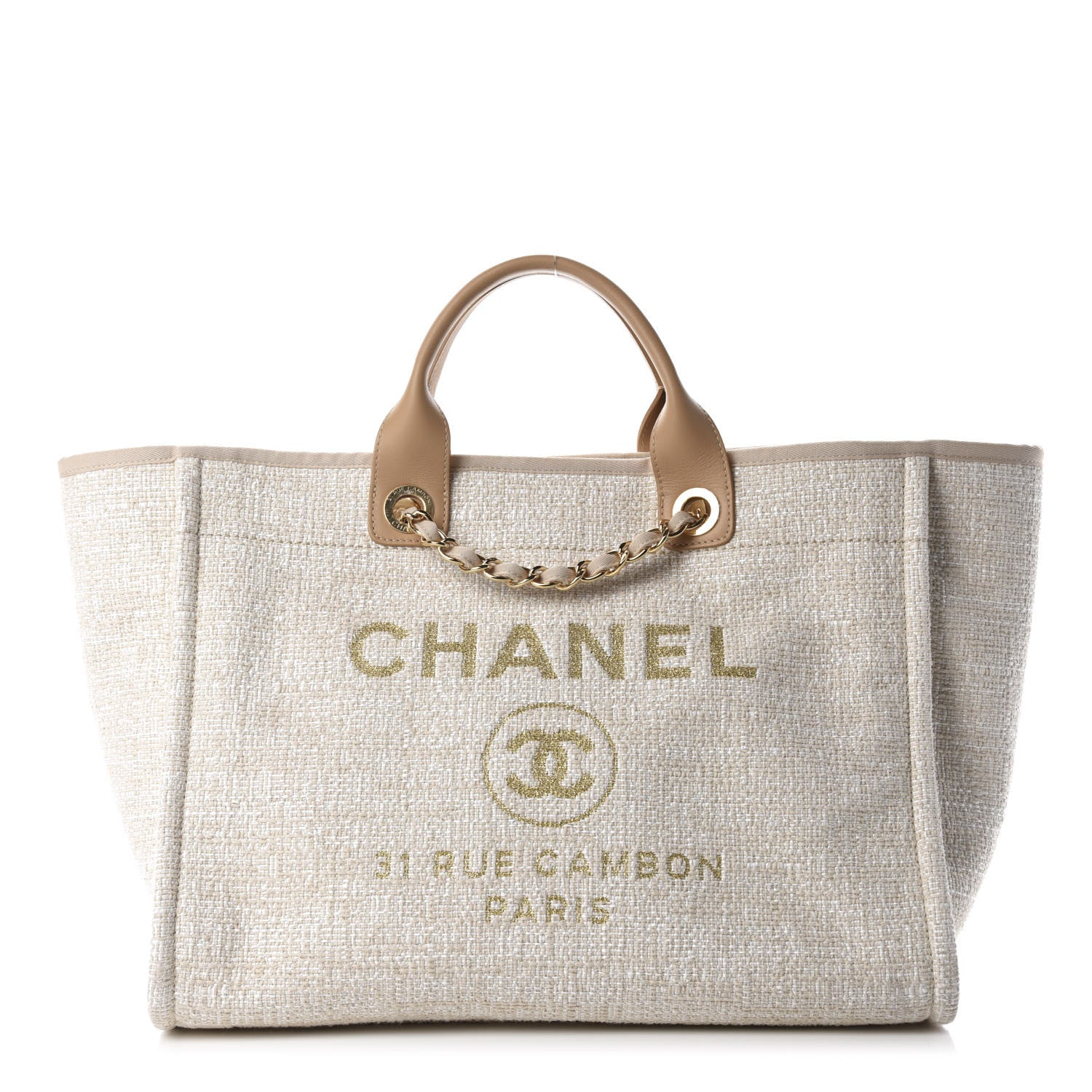 Chanel Mixed Fibers Calfskin Medium Deauville Tote Light Beige 1 of 12