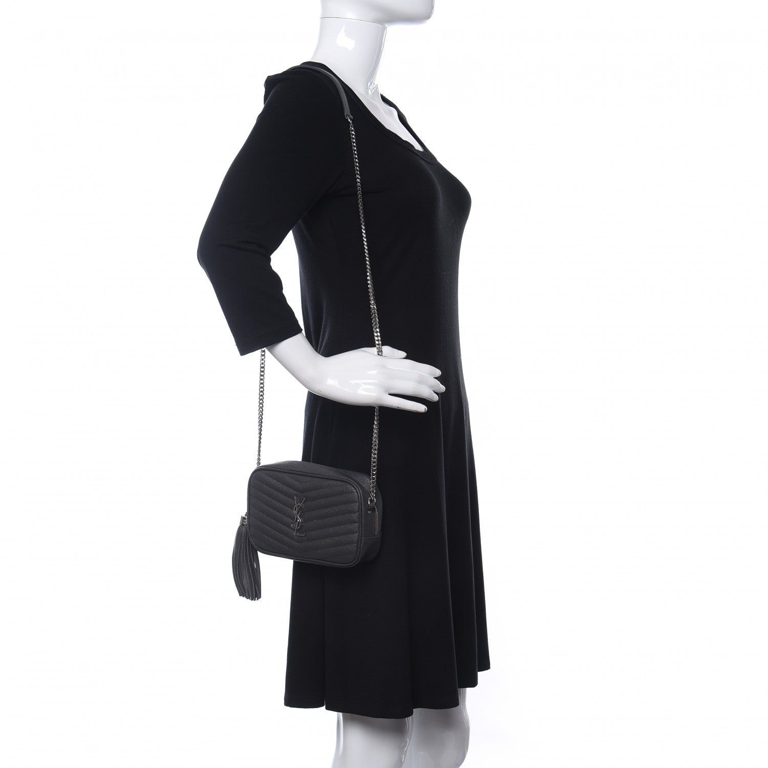 Saint Laurent Grain De Poudre Matelasse Monogram Mini Lou Camera Bag Asphalt 2 of 11