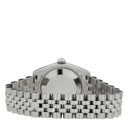 Rolex Stainless Steel 18K White Gold Diamond 31mm Oyster Perpetual Datejust Watch Aubergine Roman 178274 3 of 5