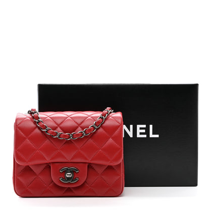 Chanel Lambskin Quilted Mini Square Flap Dark Red 10 of 10