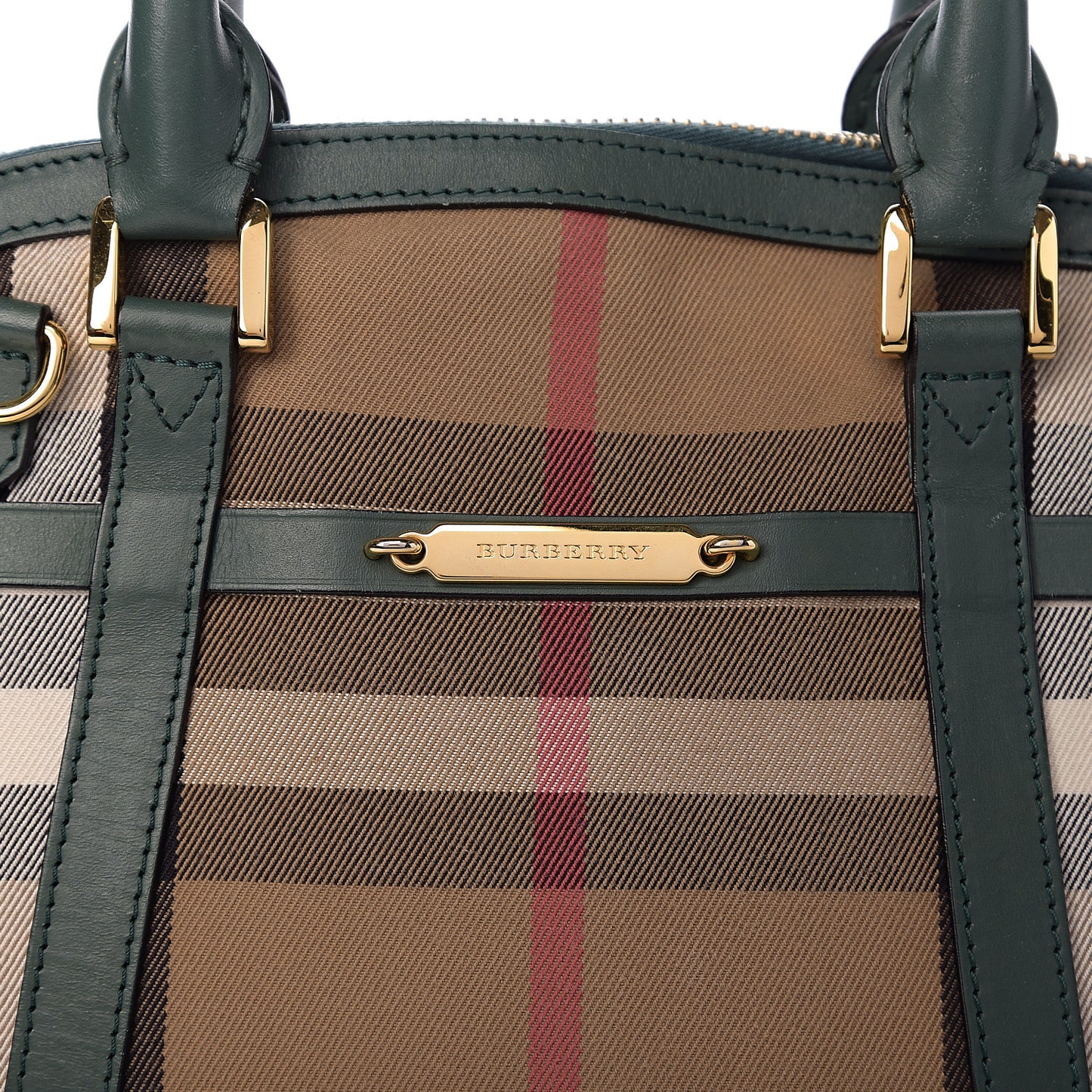 Bridle Calfskin House Check Small Orchard Bowling Bag Green
