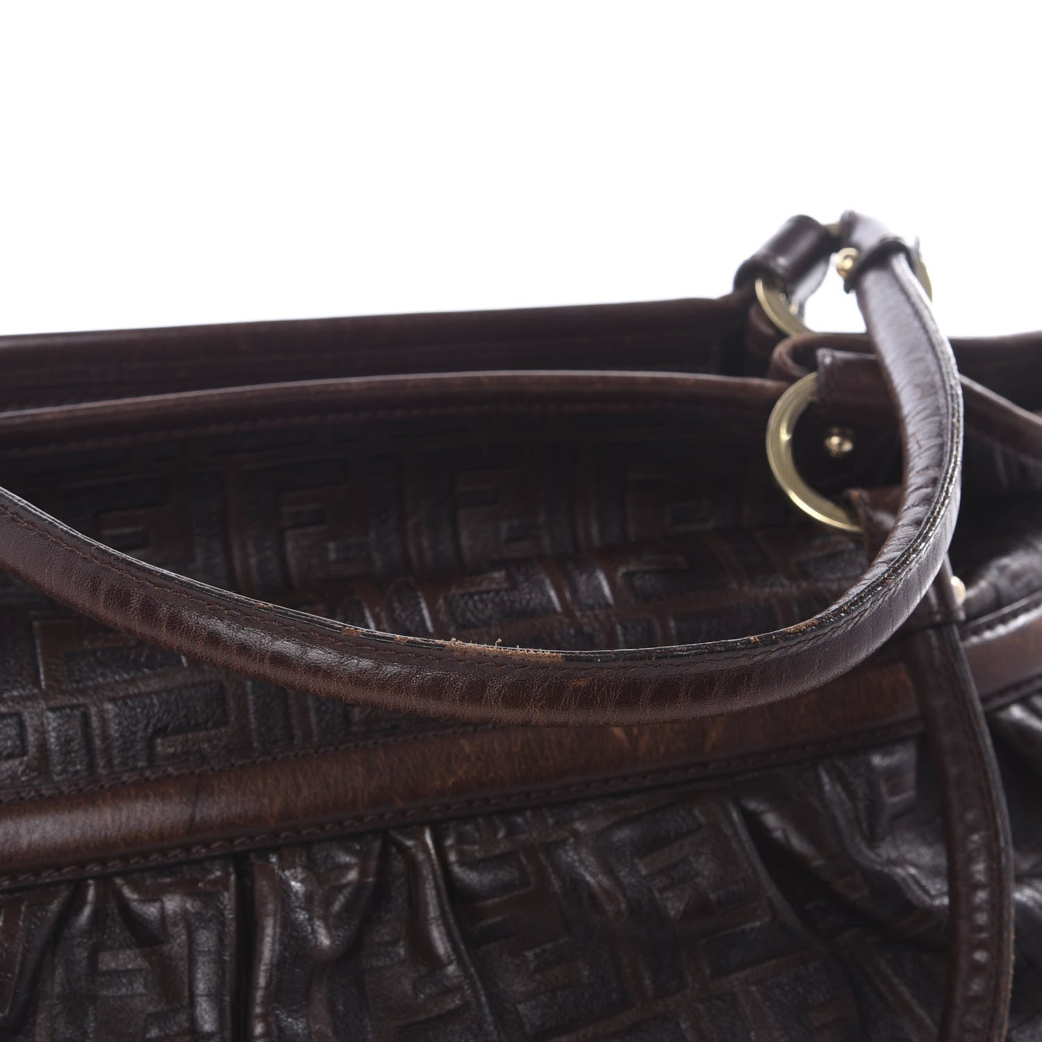 Fendi Vitello Bottalato FF Embossed Large Chef Shopper Tote Chocolate 9 of 11