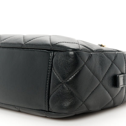 Chanel Lambskin Enamel Quilted CC Camera Case Black 10 of 10
