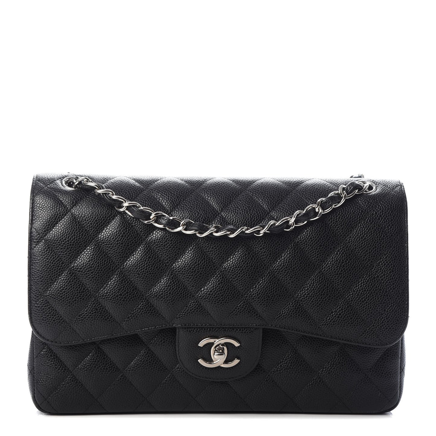 Caviar Quilted Jumbo Double Flap Black
