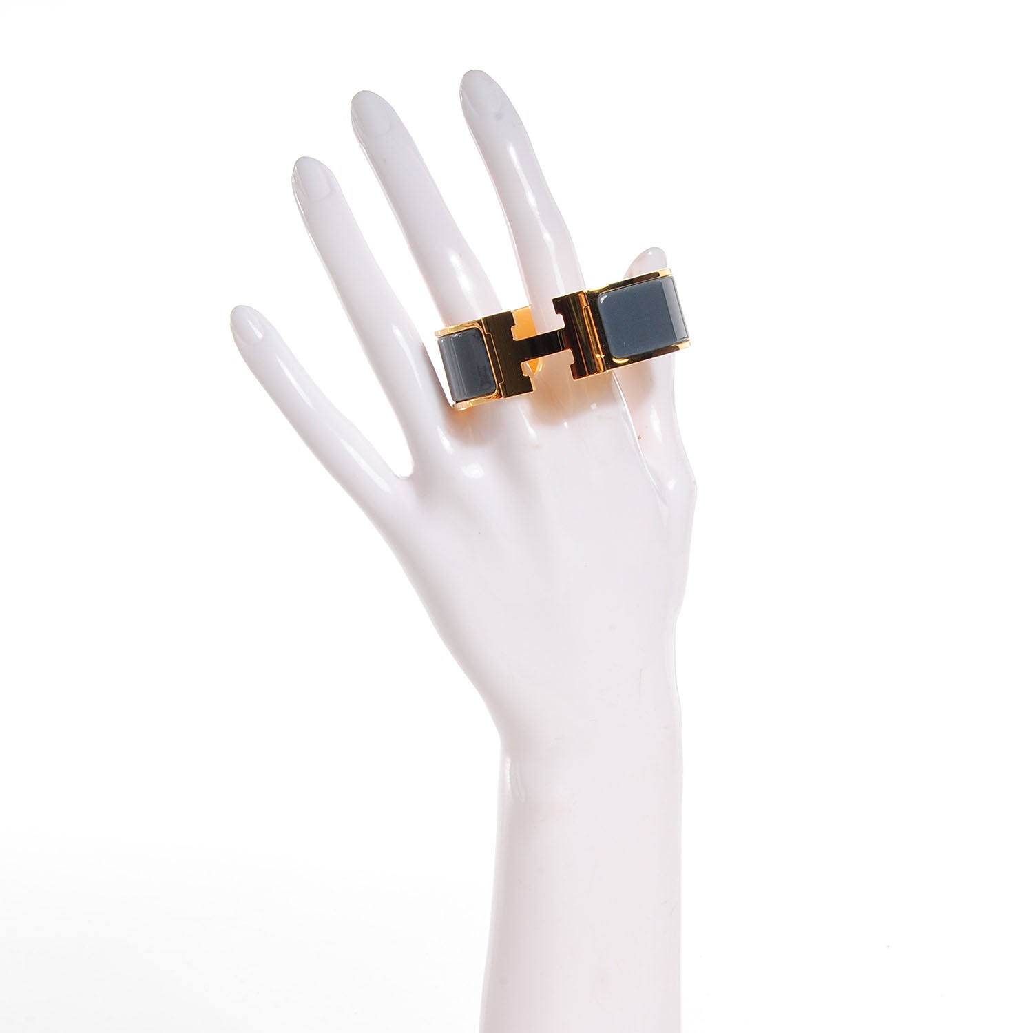 Hermes Enamel Clic Clac H Wide Bracelet PM Slate 2 of 5