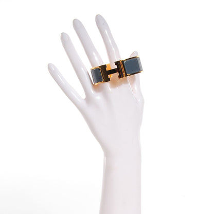 Hermes Enamel Clic Clac H Wide Bracelet PM Slate 2 of 5