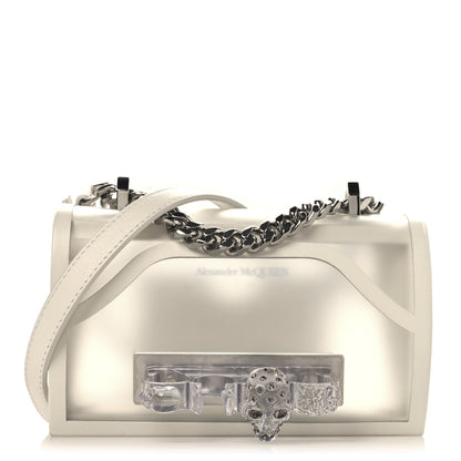 Alexander McQueen Polyurethane Calfskin Transparent Jeweled Knuckle Satchel Clear White 1 of 9