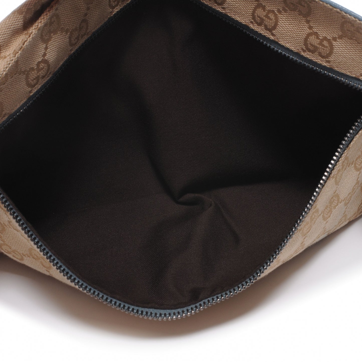 GG Monogram Web Double Pocket Belt Bag Blue Brown