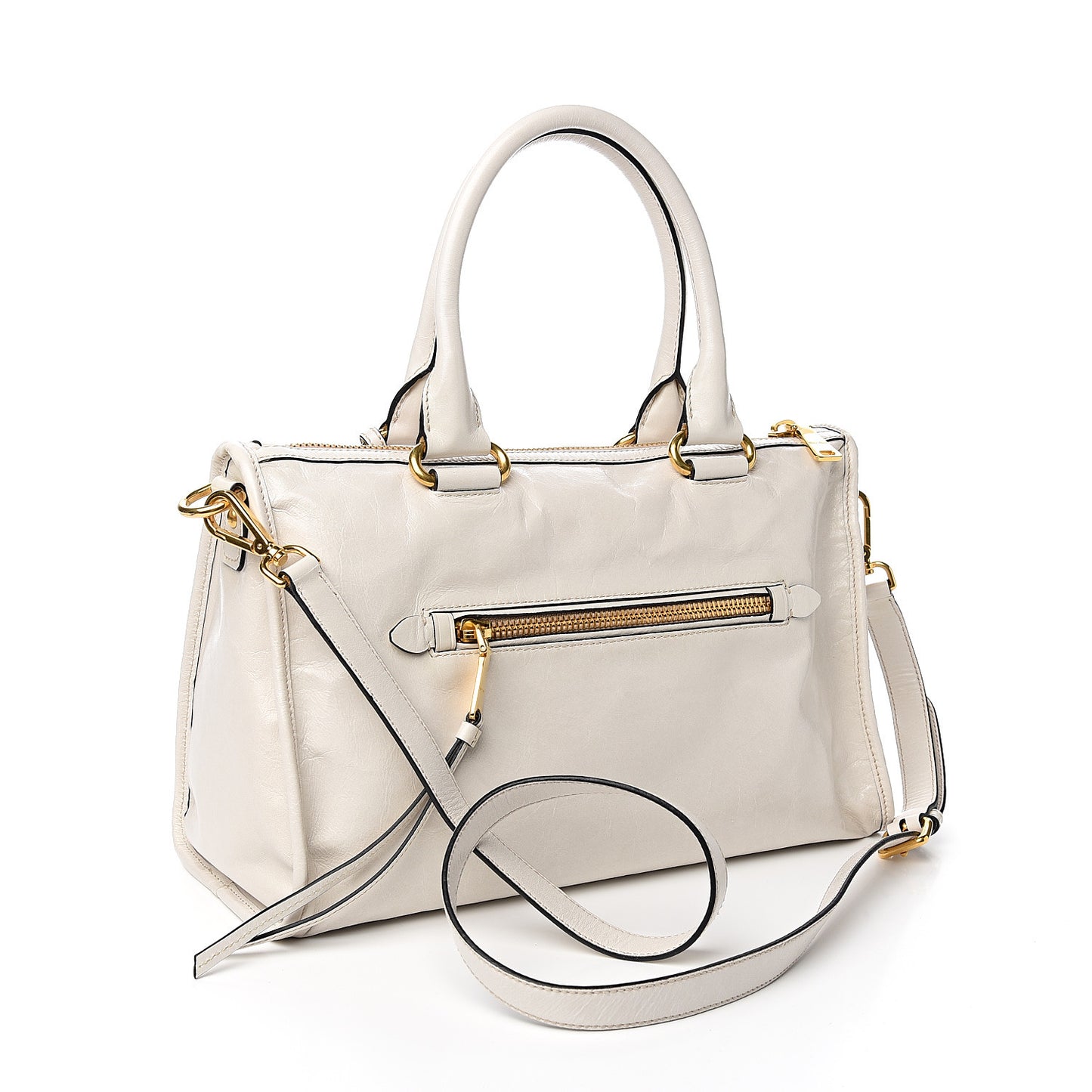 Vitello Shine Zip Tote Talco