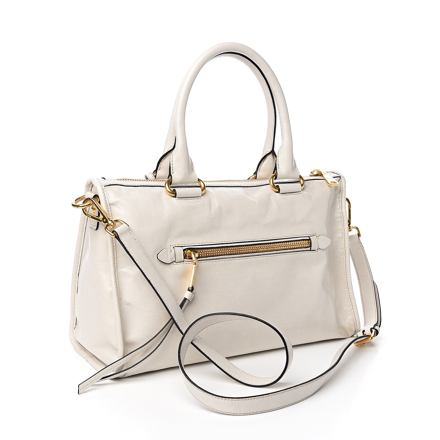 Miu Miu Vitello Shine Zip Tote Talco 2 of 8