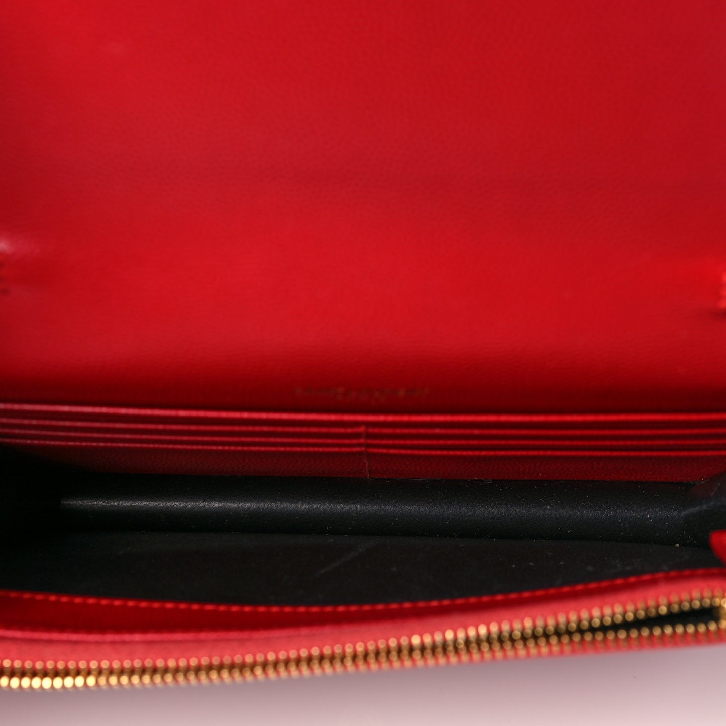 Grain De Poudre Matelasse Chevron Monogram Envelope Chain Wallet New Red