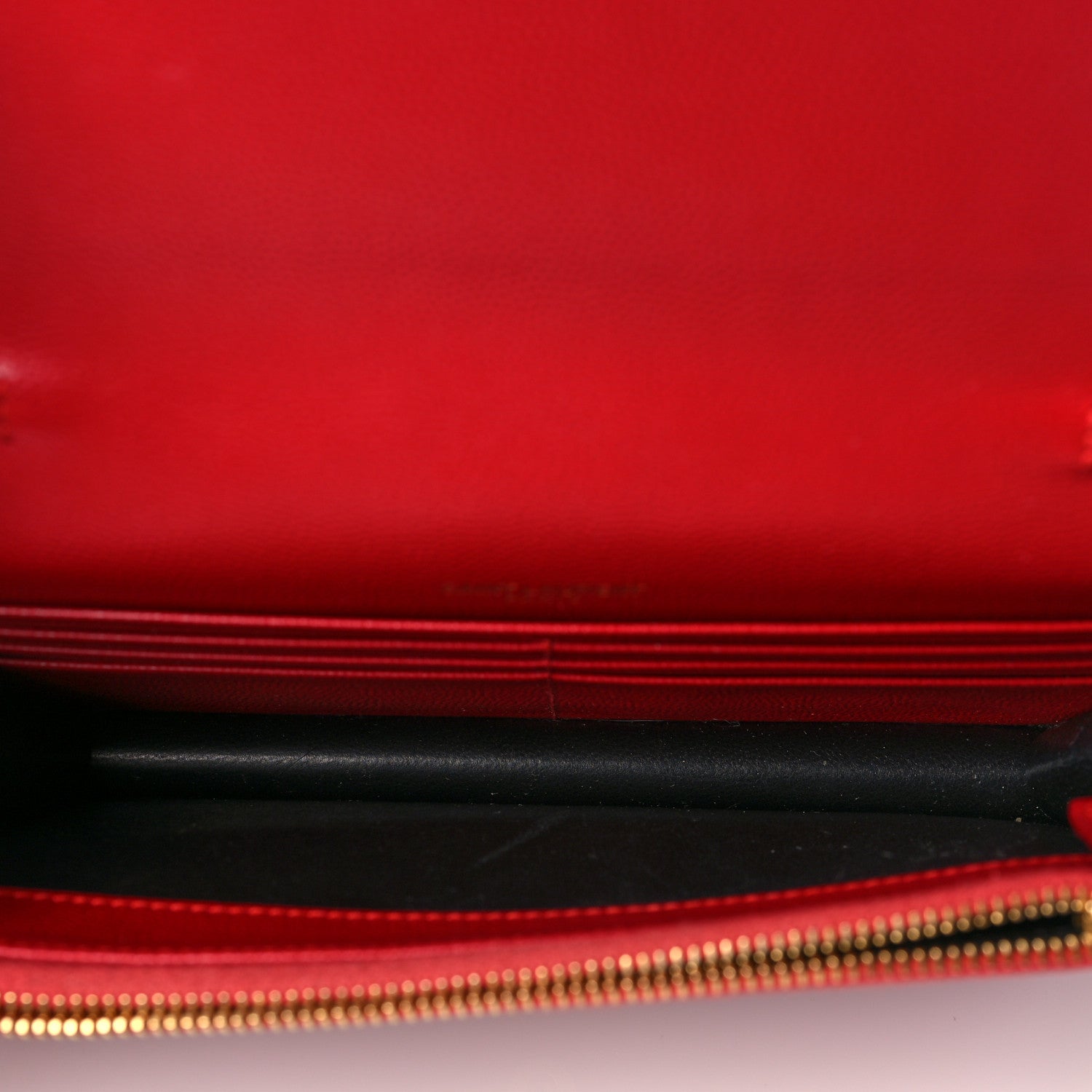 Saint Laurent Grain De Poudre Matelasse Chevron Monogram Envelope Chain Wallet New Red 5 of 8