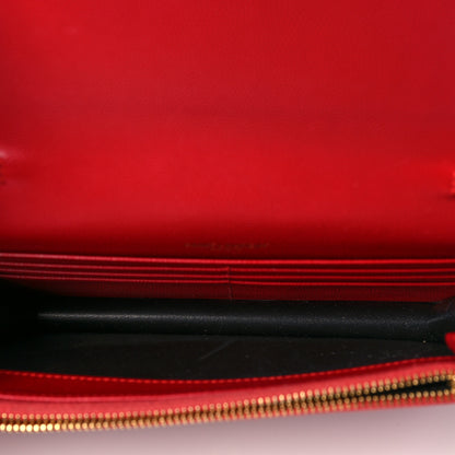 Saint Laurent Grain De Poudre Matelasse Chevron Monogram Envelope Chain Wallet New Red 5 of 8