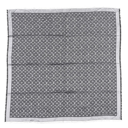 Louis Vuitton Wool Silk Monogram Denim Shawl Black 1 of 4