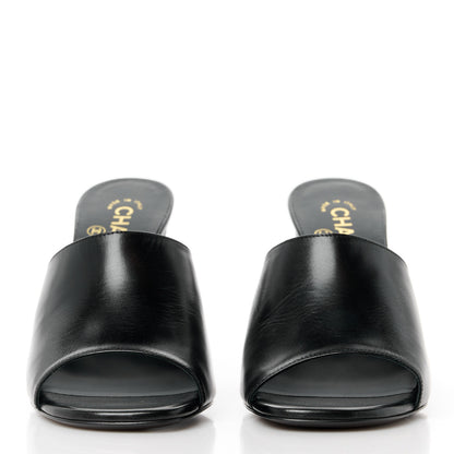 Chanel Shiny Goatskin Pearl Mule 39.5 Black 2 of 9
