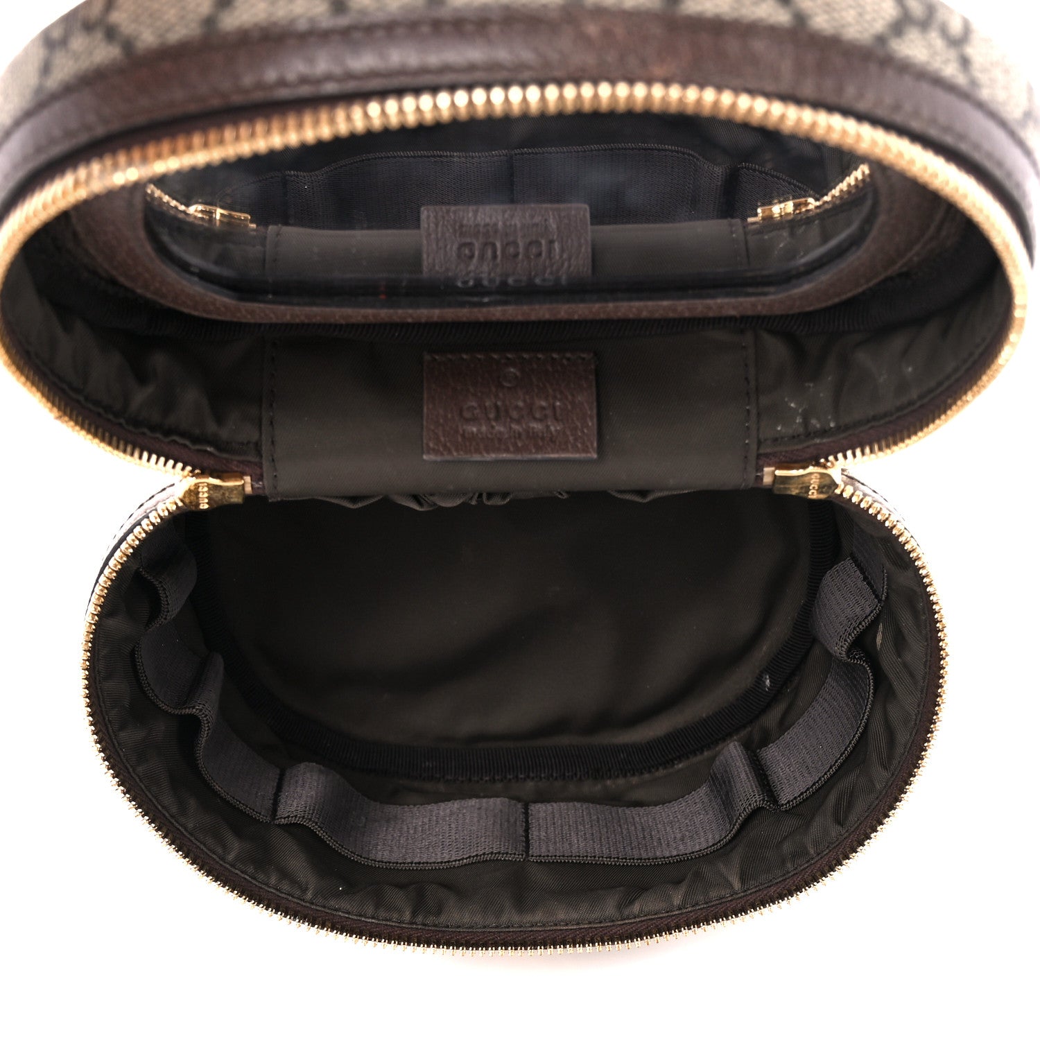 Gucci GG Supreme Monogram Textured Calfskin Web Ophidia Vanity Cosmetic Case Beige Ebony New Acero 5 of 13