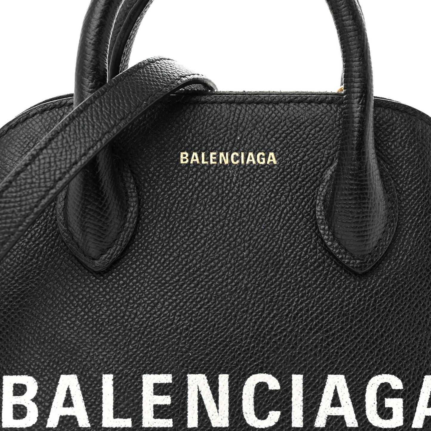 Signature Grained Calfskin XXS Ville Top Handle Bag Black White