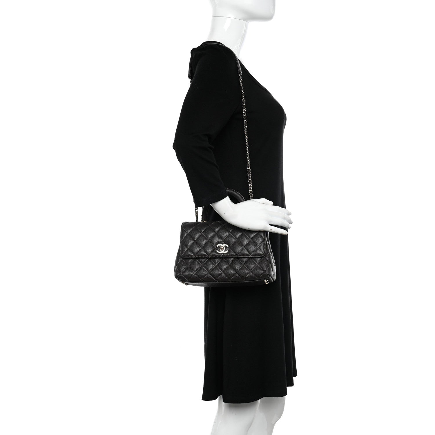 Chanel Caviar Quilted Mini Coco Chain Handle Flap Dark Brown 2 of 10